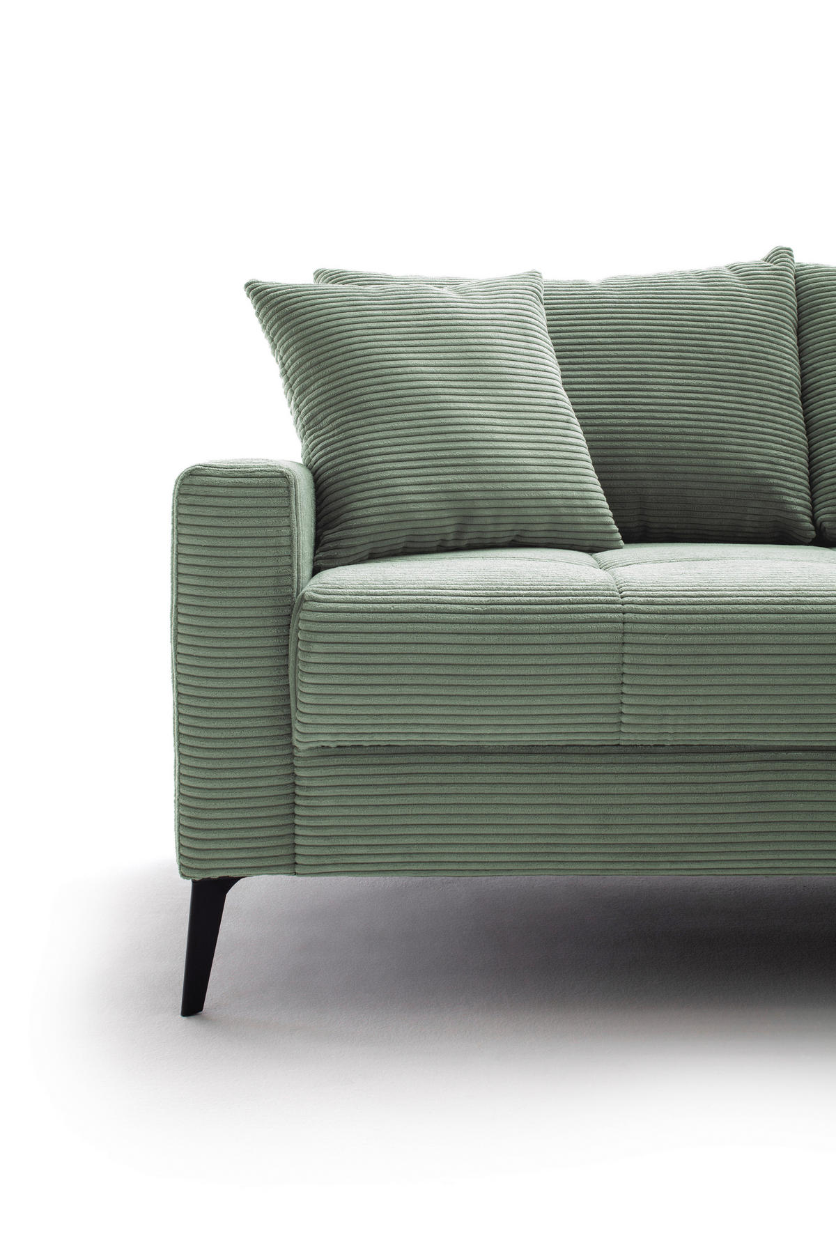 ECKSOFA Pastellgrün Cord  - Pastellgrün/Schwarz, KONVENTIONELL, Textil/Metall (280/173cm) - Hom`in