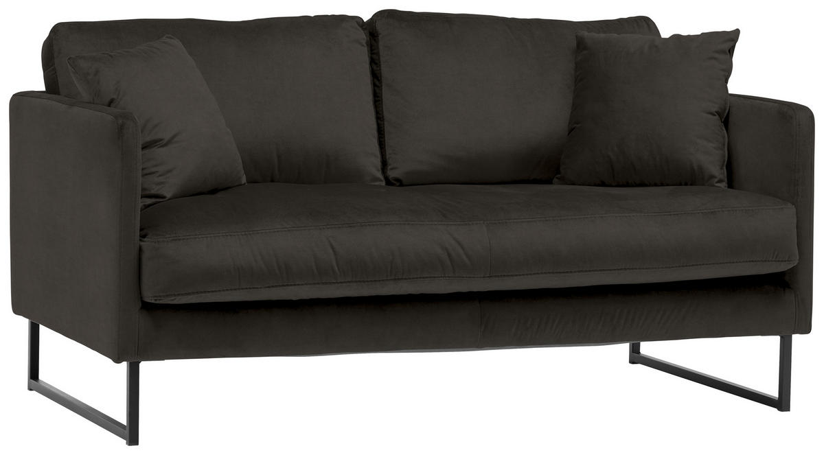 2-SITZER-SOFA in Samt Anthrazit  - Anthrazit/Schwarz, Design, Textil/Metall (150/78/84cm) - Carryhome