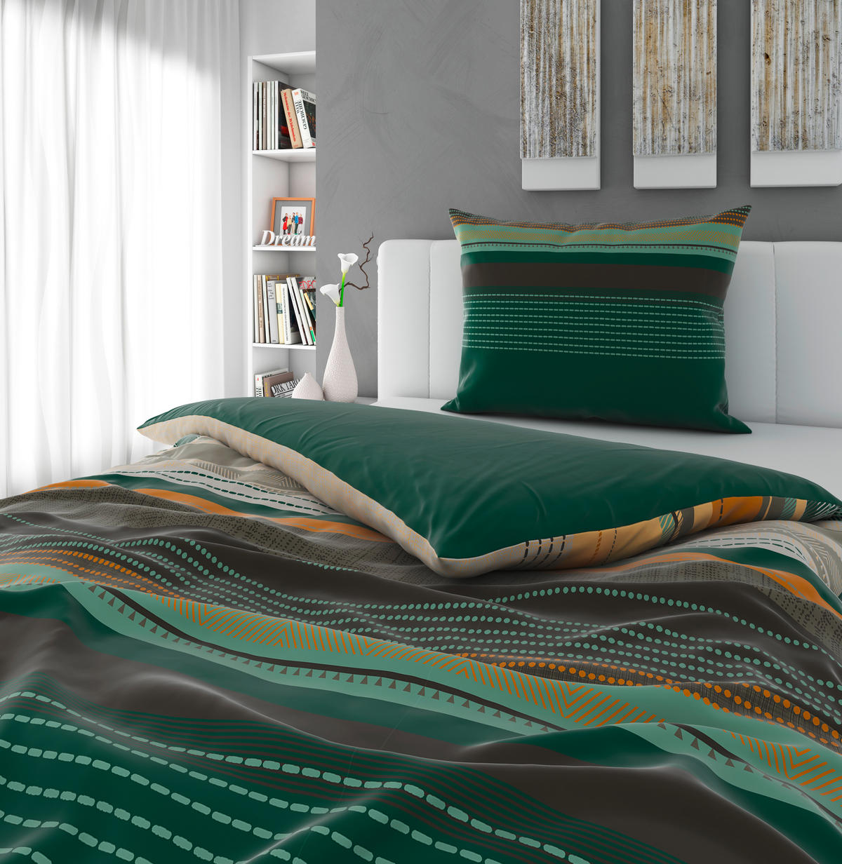 POSTEĽNÁ BIELIZEŇ, makosatén, zelená, 140/200 cm  - zelená, Konventionell, textil (140/200cm) - Esposa