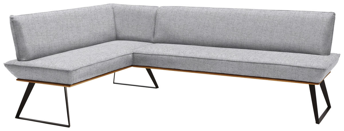 ECKBANK in Holz, Metall, Textil Schwarz, Eichefarben, Hellgrau  - Eichefarben/Hellgrau, Design, Holz/Textil (163/223cm) - Voleo