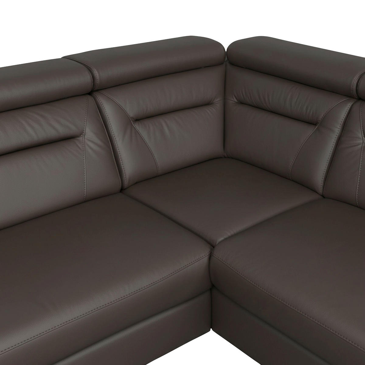 ECKSOFA  in Lederlook Echtleder Dunkelbraun  - Wengefarben/Dunkelbraun, Design, Leder/Holz (260/212cm) - Celina Home