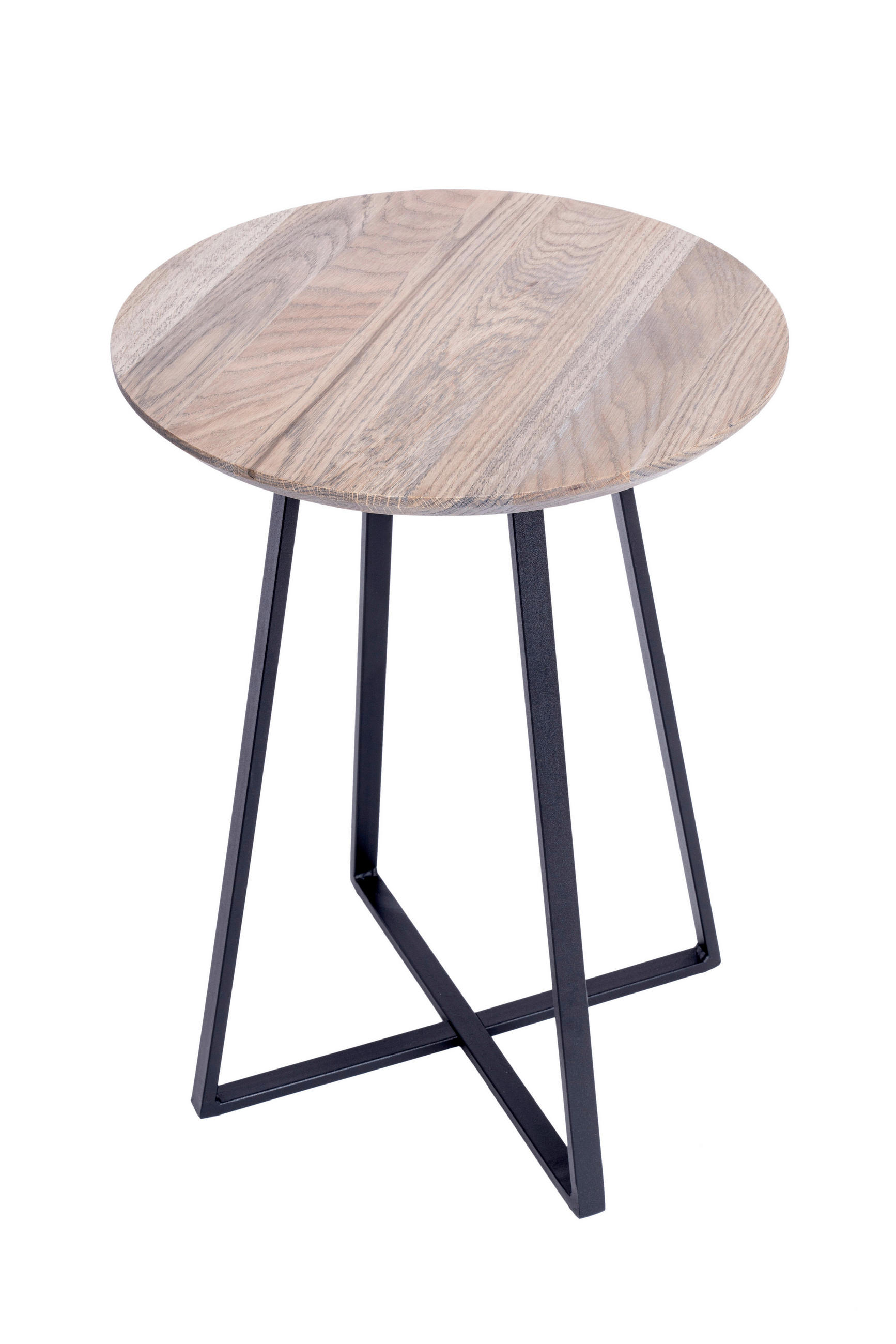 BEISTELLTISCH in Holz, Metall  - Eiche grau/Schwarz, Natur, Holz/Metall (40/55cm)