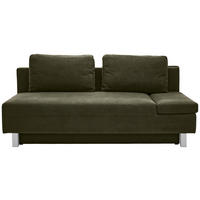 SCHLAFSOFA in Flachgewebe Dunkelgrün  - Chromfarben/Dunkelgrün, Design, Holz/Textil (205/77-93/99cm) - Novel