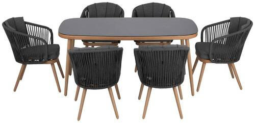 GARTENSET 7-teilig  - Grau, MODERN, Glas/Textil (63/160/58/90/77,5/73,5cm) - Ambia Garden