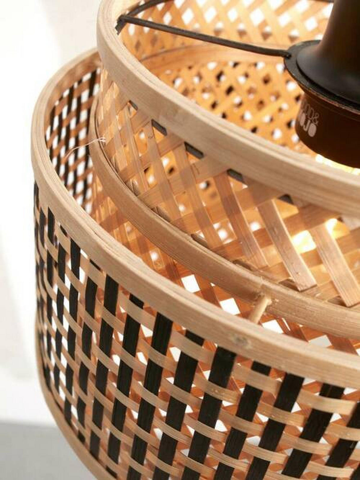HÄNGELEUCHTE GOOD&MOJO  25/20 cm   - Schwarz/Naturfarben, Trend, Holz (25/20cm) - Good & Mojo
