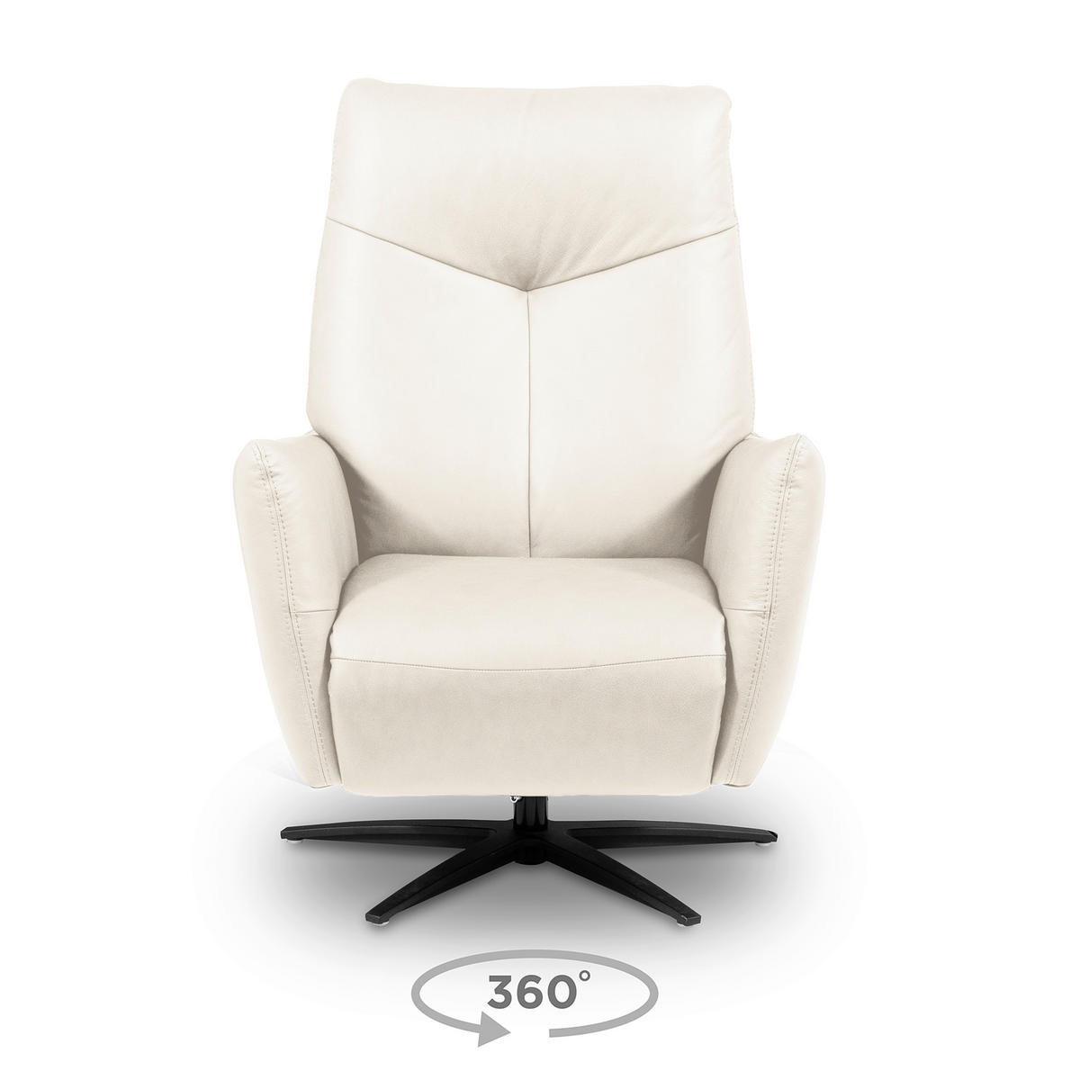 RELAXSESSEL Leder Weiss  - Weiss/Schwarz, Design, Leder/Metall (76/107/88cm) - Livetastic
