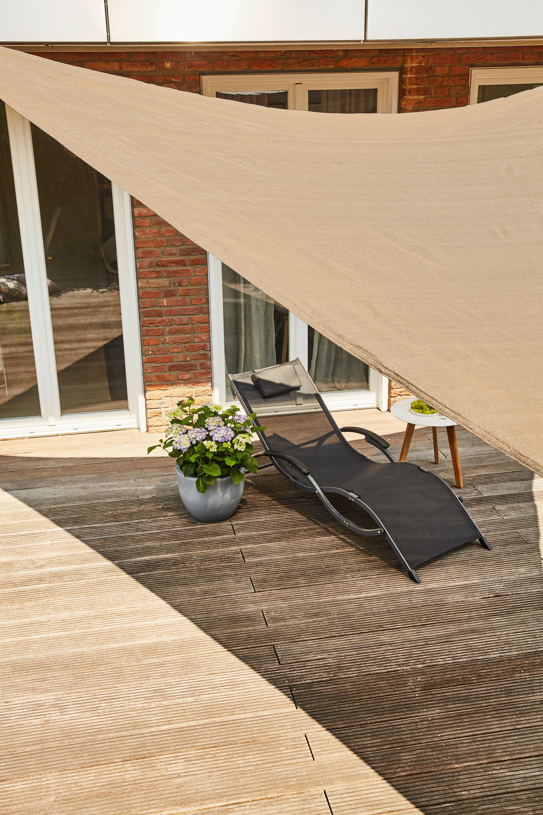 GARTENSONNENSEGEL - Sandfarben, MODERN, Textil/Metall (360/360/360cm) - Siena Garden