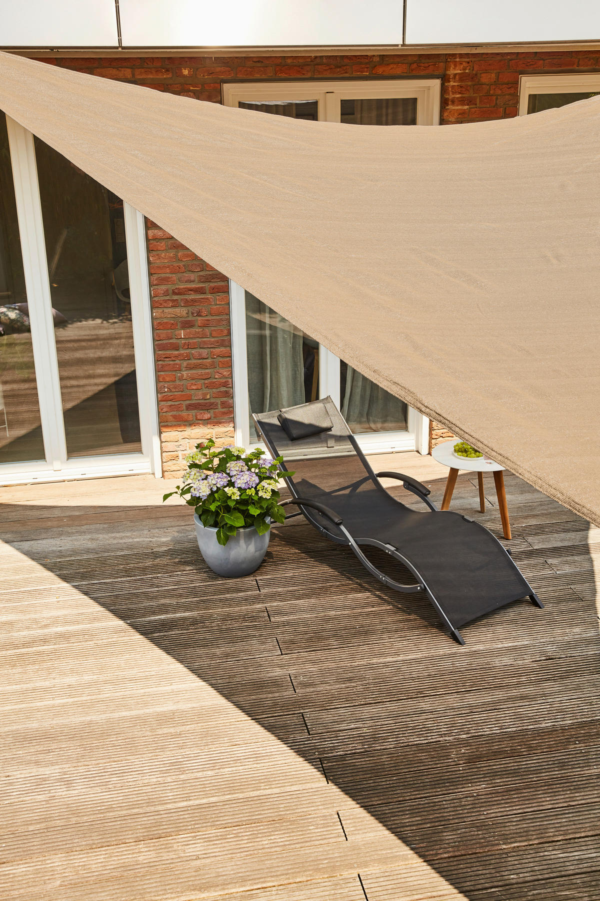 GARTENSONNENSEGEL - Sandfarben, MODERN, Textil/Metall (360/360/360cm) - Siena Garden