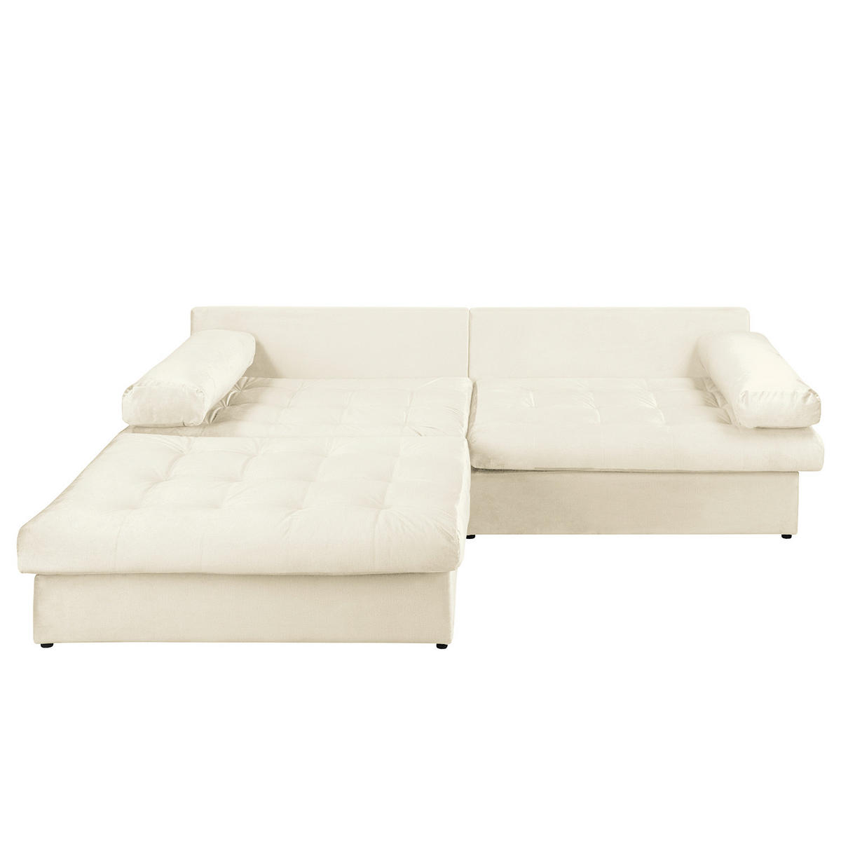 ECKSOFA Naomi in Velours Beige Rückenkissen  243/284 cm  - Beige/Schwarz, Design, Kunststoff/Textil (243/284cm) - P & B