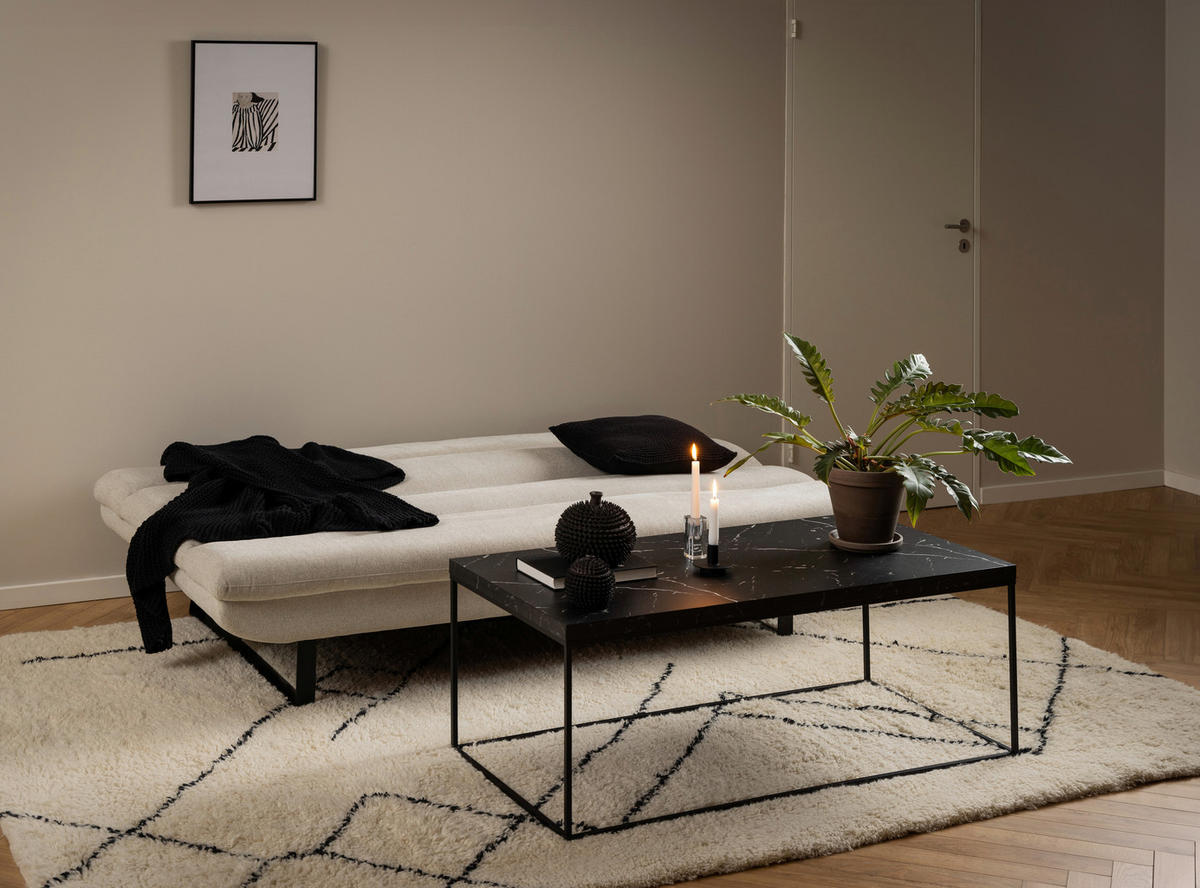 SCHLAFSOFA in Textil Beige  - Beige/Schwarz, Konventionell, Textil/Metall (200/91/124cm) - MID.YOU