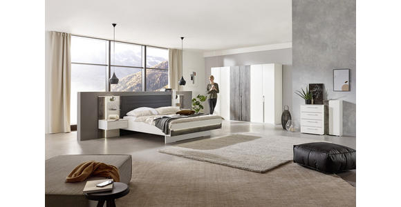 DREHTÜRENSCHRANK 6-türig Grau, Weiß - Weiß/Grau, Design, Holzwerkstoff/Metall (300/223/64cm) - Dieter Knoll
