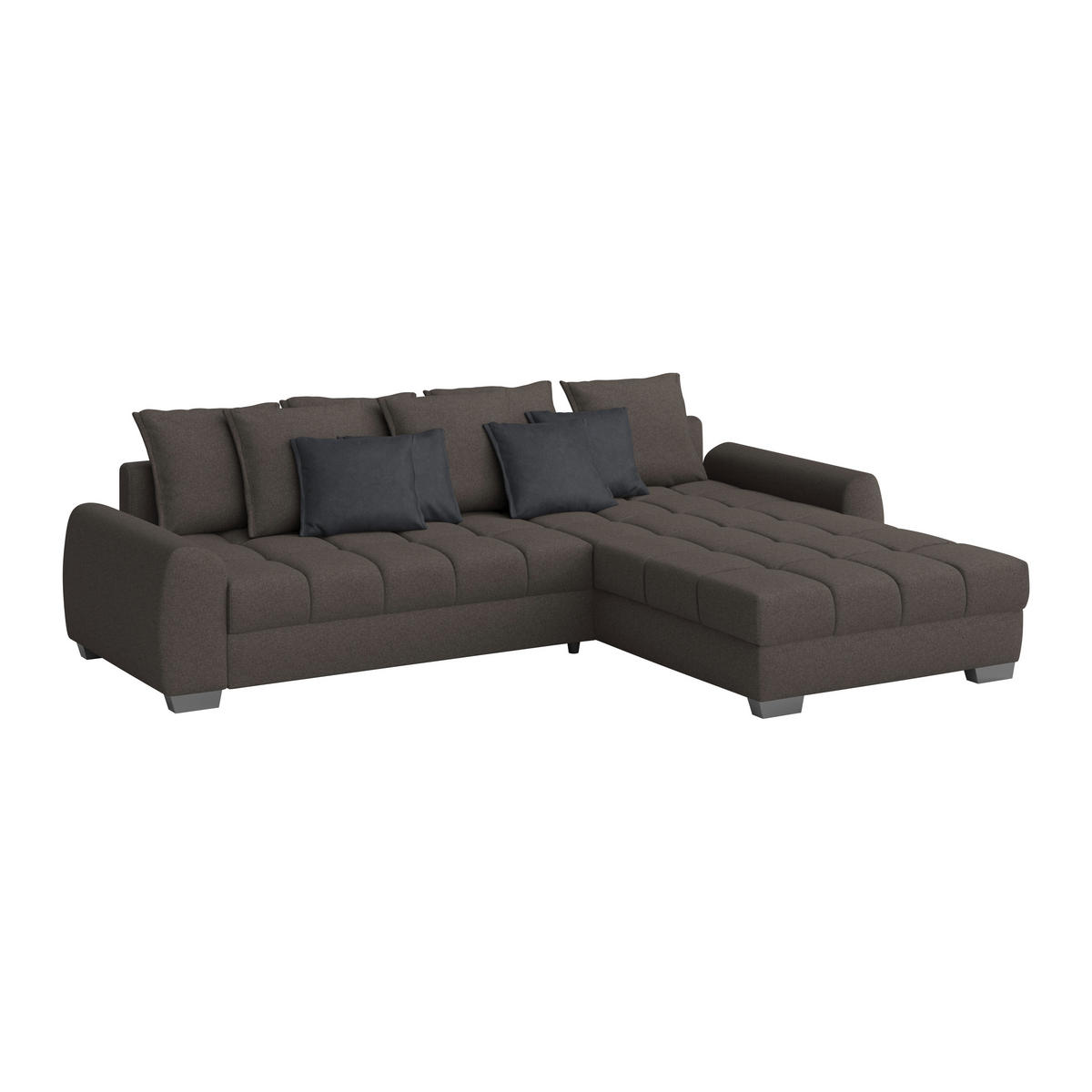 ECKSOFA in Mikrofaser Dunkelbraun  - Chromfarben/Dunkelbraun, Design, Kunststoff/Textil (320/226cm) - Carryhome