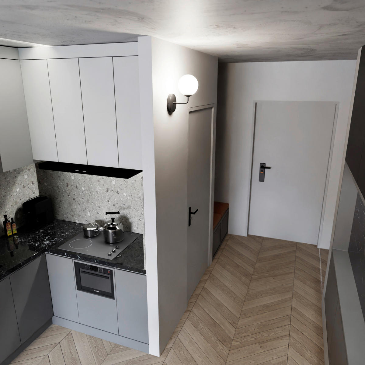 WANDLEUCHTE  14/14/17 cm    - Schwarz, KONVENTIONELL, Glas/Metall (14/14/17cm)