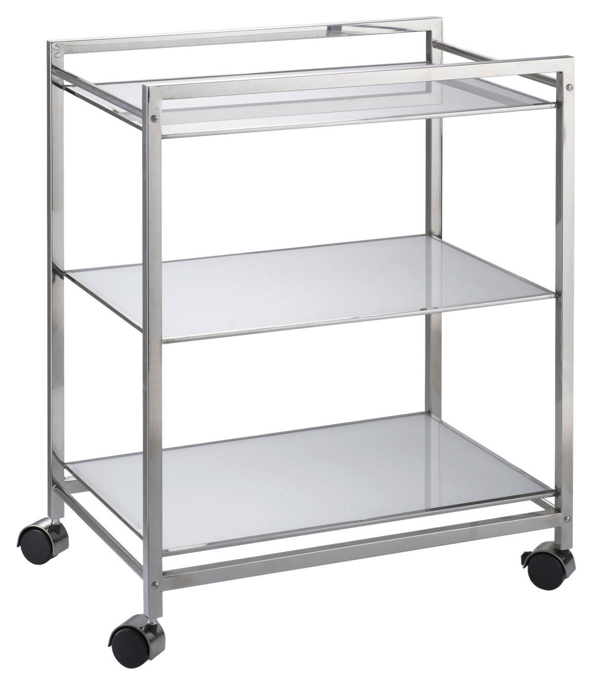 SERVIERWAGEN Weiß, Edelstahlfarben  - Edelstahlfarben/Weiß, Design, Glas/Kunststoff (60,5/73,5/40,5cm)