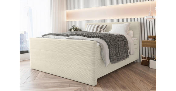 BOXSPRINGBETT 180/200 cm  in Beige  - Beige/Schwarz, KONVENTIONELL, Textil/Metall (180/200cm) - Carryhome