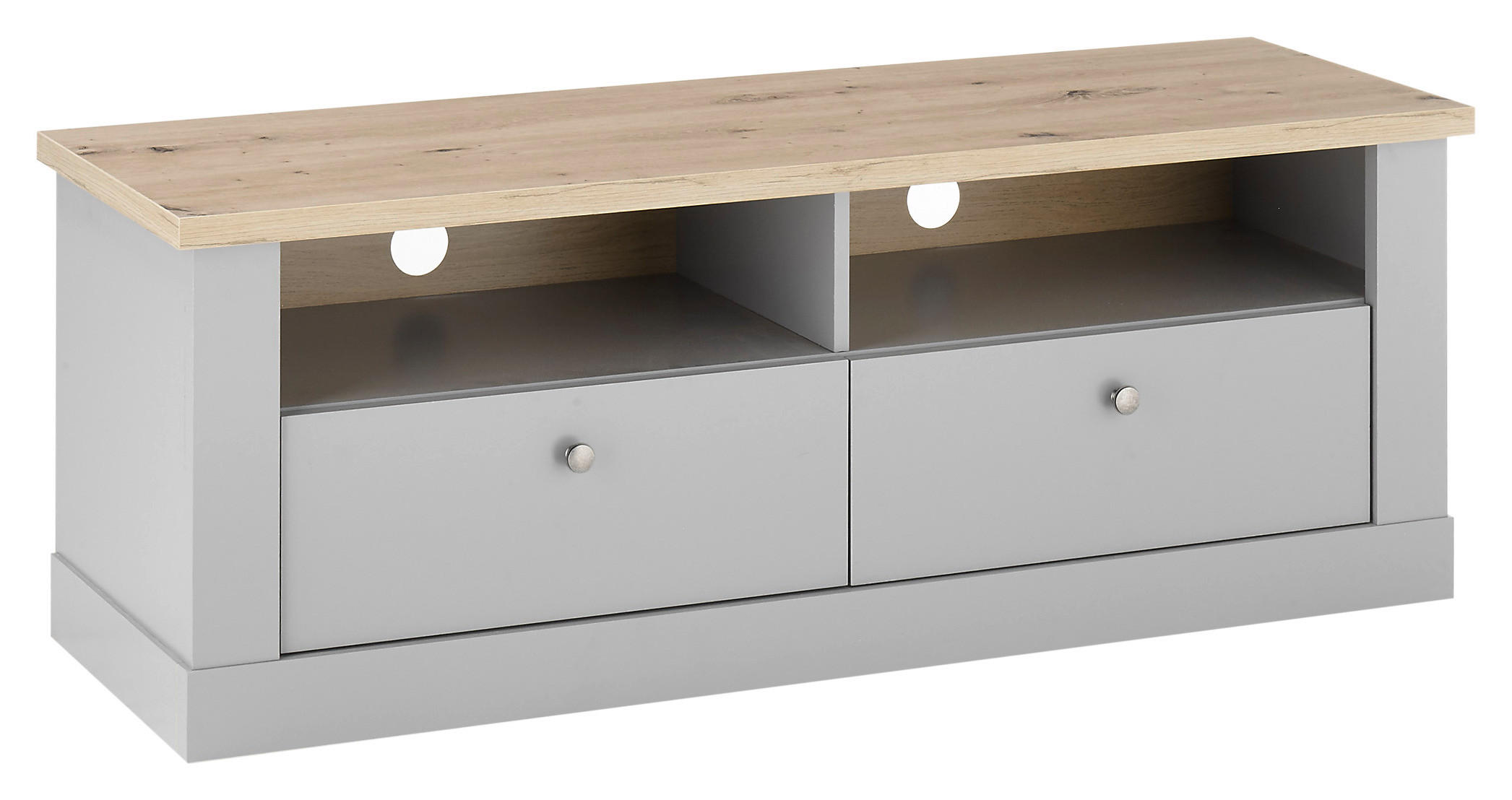 LOWBOARD in 132/48/44 cm - Eichefarben/Silberfarben, Design, Holzwerkstoff/Metall (132/48/44cm) - MID.YOU