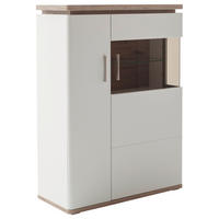 HIGHBOARD Tbilisi  in 90/124/38 cm  - Weiss/Eichefarben, Design, Glas/Holzwerkstoff (90/124/38cm) - Livetastic