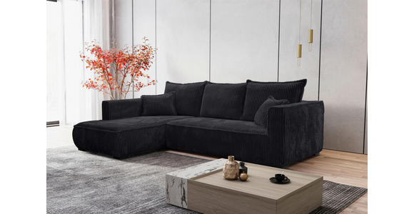 ECKSOFA  in Cord Schwarz  208/322 cm  - Schwarz, MODERN, Holz/Textil (208/322cm) - Carryhome