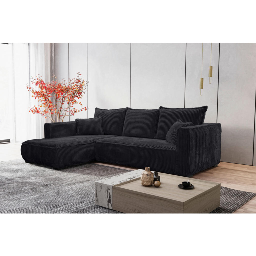 Thumbnail - Carryhome Ecksofa, Schwarz, Textil, Buche, Hartholz, 3-Sitzer, Füllung: Polyurethan (Pur), Silikon,Polyurethan (Pur), Si...