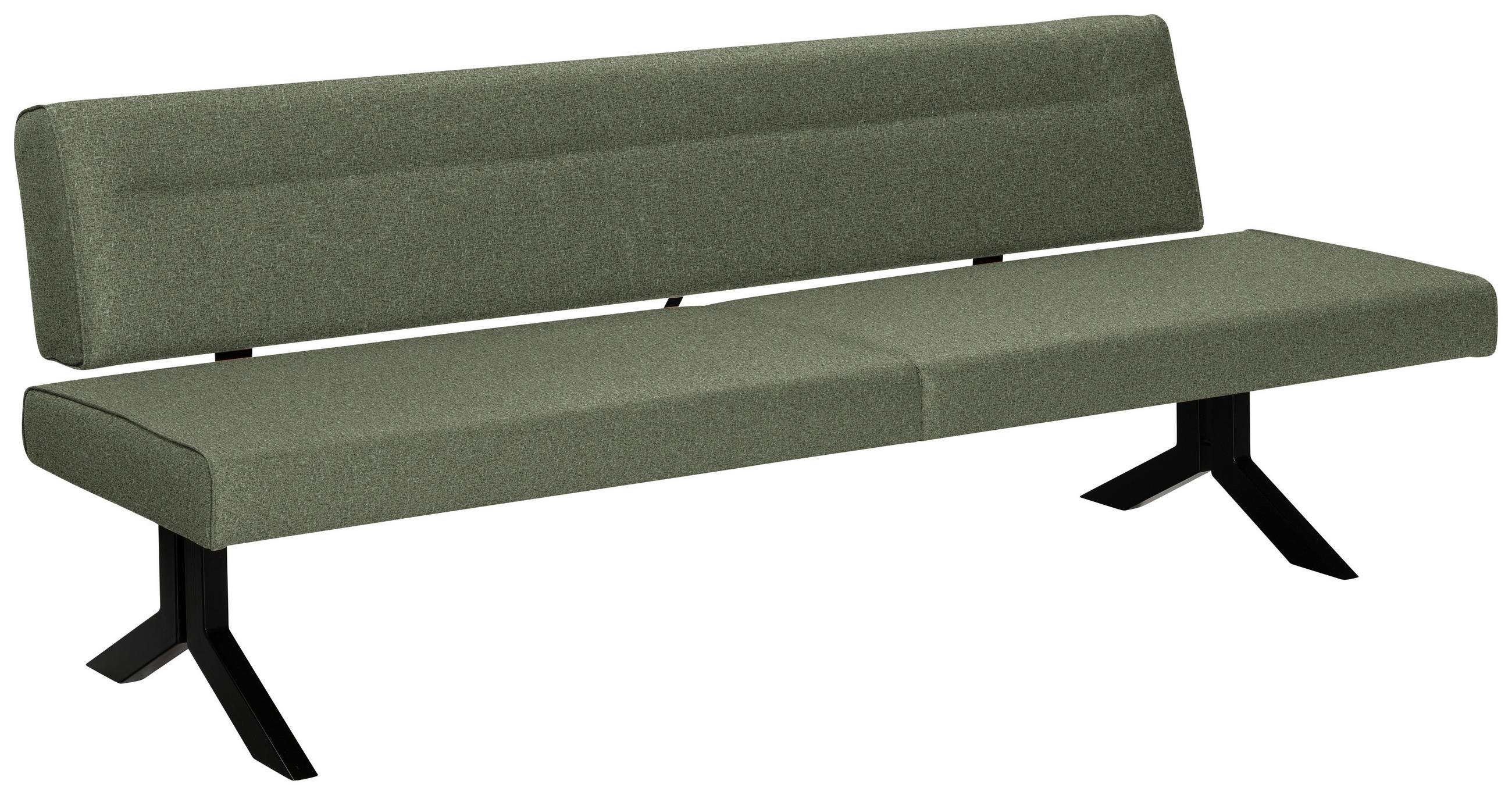 SITZBANK 220/87/70 cm Samt Grün  - Schwarz/Grün, KONVENTIONELL, Textil/Metall (220/87/70cm) - Moderano