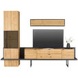 WOHNWAND Asteiche furniert, massiv, Hartholz Anthrazit, Eichefarben  - Eichefarben/Anthrazit, KONVENTIONELL, Glas/Holz (278/202/47cm) - Linea Natura