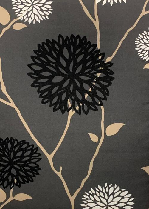 SESSELAUFLAGE in Grau, Schwarz, Weiß, Beige Blume  - Beige/Schwarz, Design, Textil (48/4/118cm)