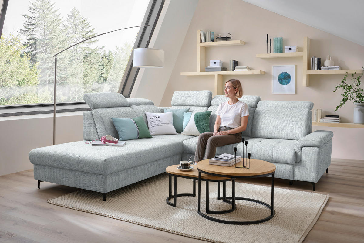 ECKSOFA  in Struktur Grau  - Schwarz/Grau, Design, Textil/Metall (270/292cm) - Stylife