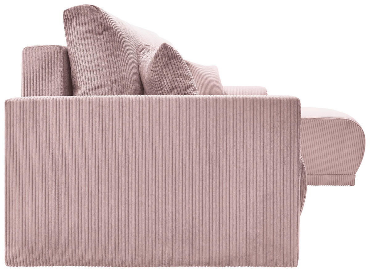 ECKSOFA KIMMY Rosa Cord Zierkissen, Rückenkissen, Bettkasten  - Schwarz/Rosa, Design, Kunststoff/Textil (233/146cm) - P & B