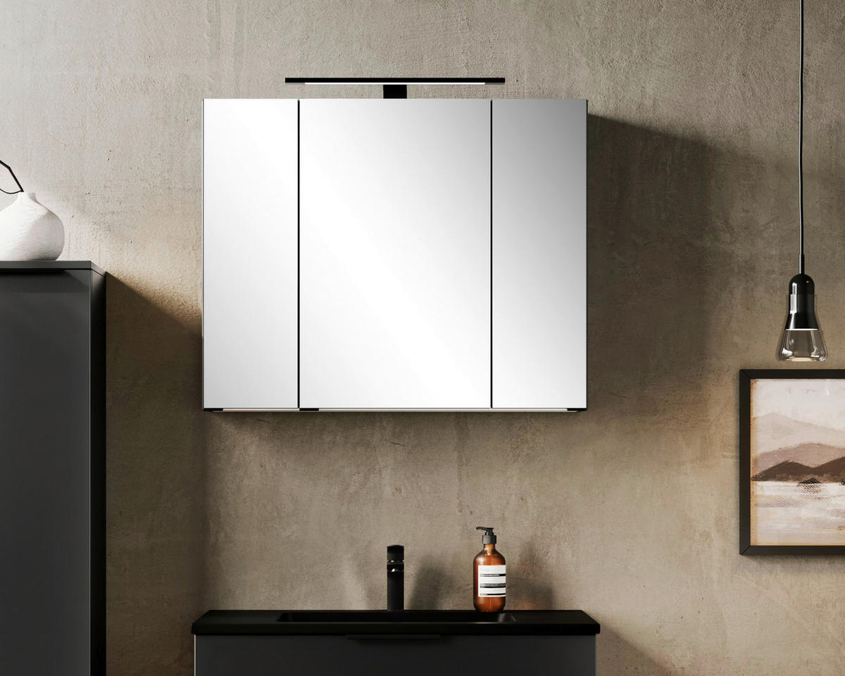 SPIEGELSCHRANK 80/64/20 cm  - Schwarz, Modern, Glas/Holzwerkstoff (80/64/20cm) - Held