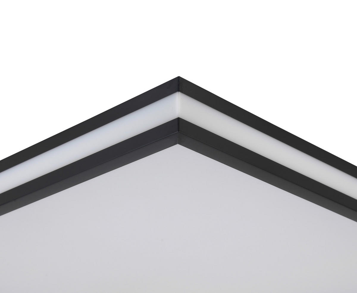 STROPNÉ LED SVIETIDLO, 45/45/7,5 cm - čierna/biela, Lifestyle, kov/plast (45/45/7,5cm) - Novel