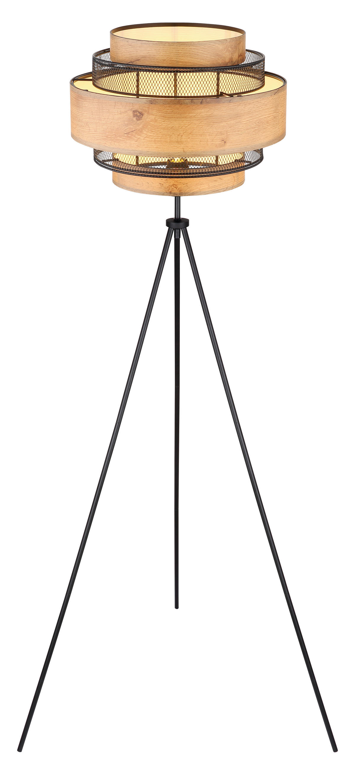 STEHLEUCHTE 60/150 cm    - Schwarz/Braun, Design, Holzwerkstoff/Metall (60/150cm) - Globo