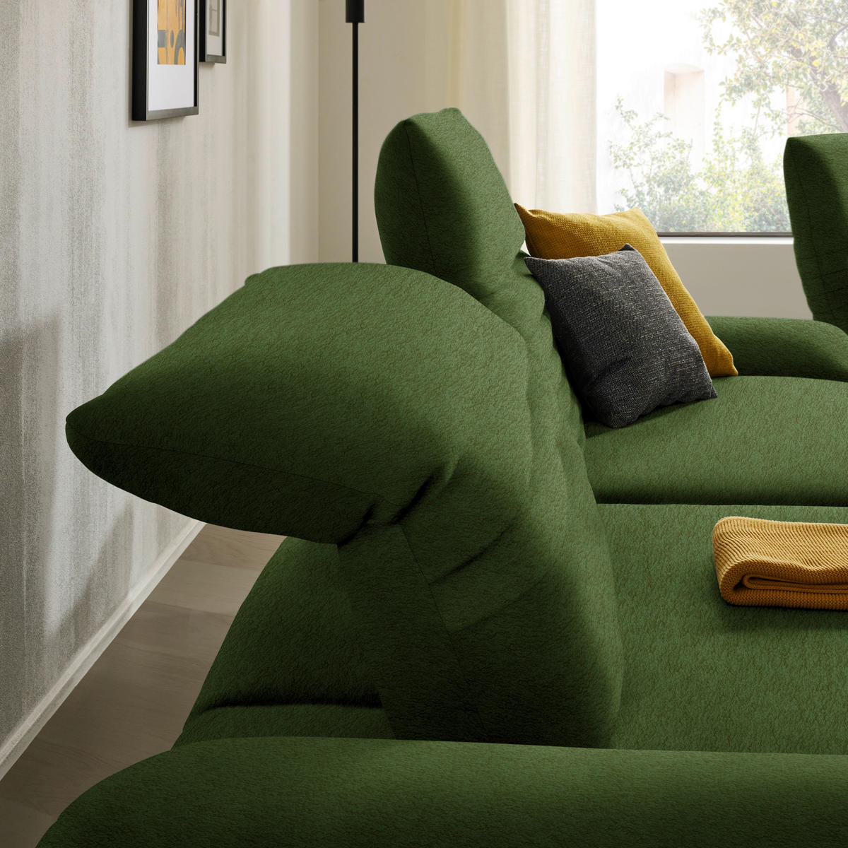 ECKSOFA  in Teddystoff Grün  170-195/280 cm  - Schwarz/Braun, Design, Textil/Metall (170-195/280cm) - Dieter Knoll