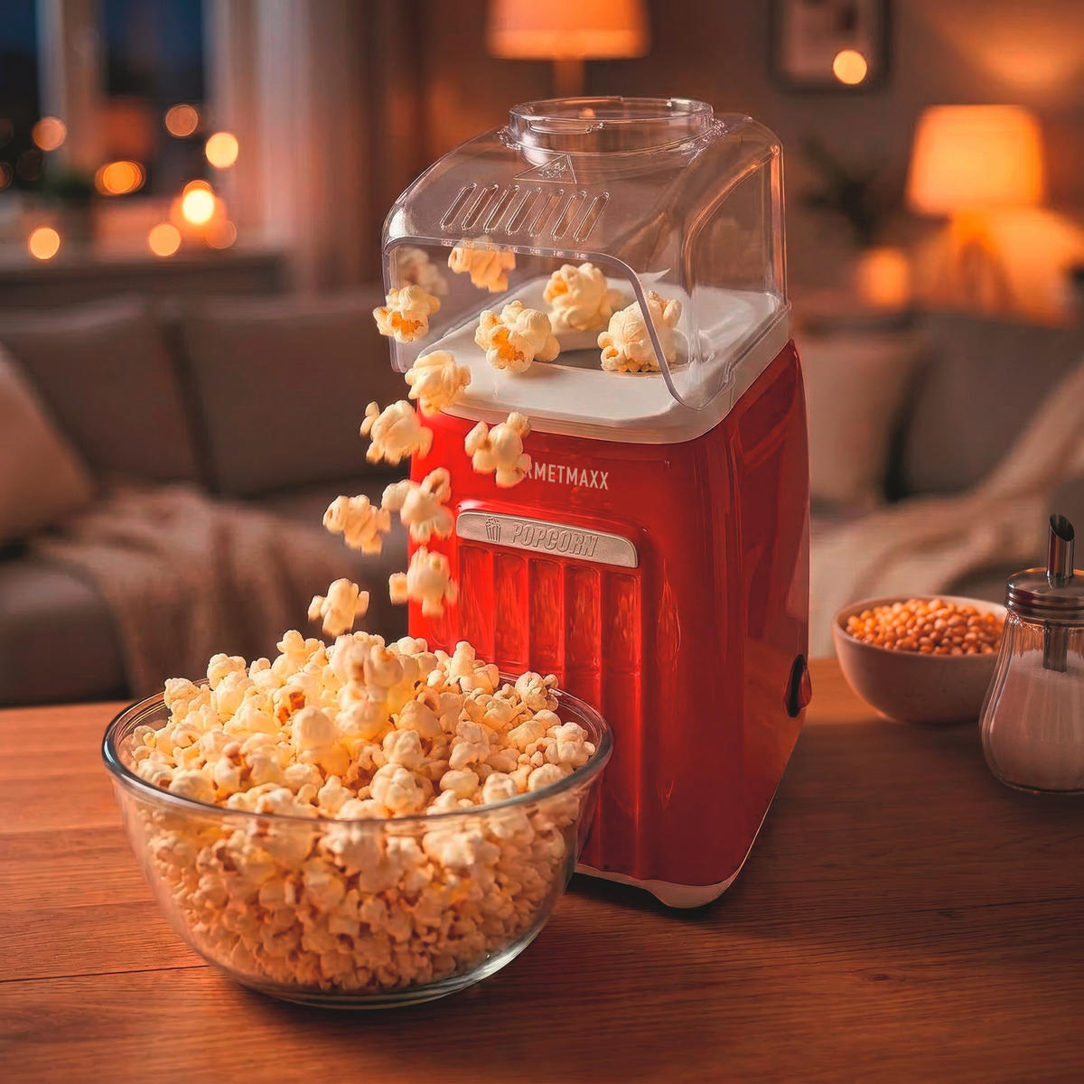 POPCORNMASCHINE Retro  - Rot/Weiß, Basics, Kunststoff/Metall (14,3/12,3/27cm) - GOURMETMAXX