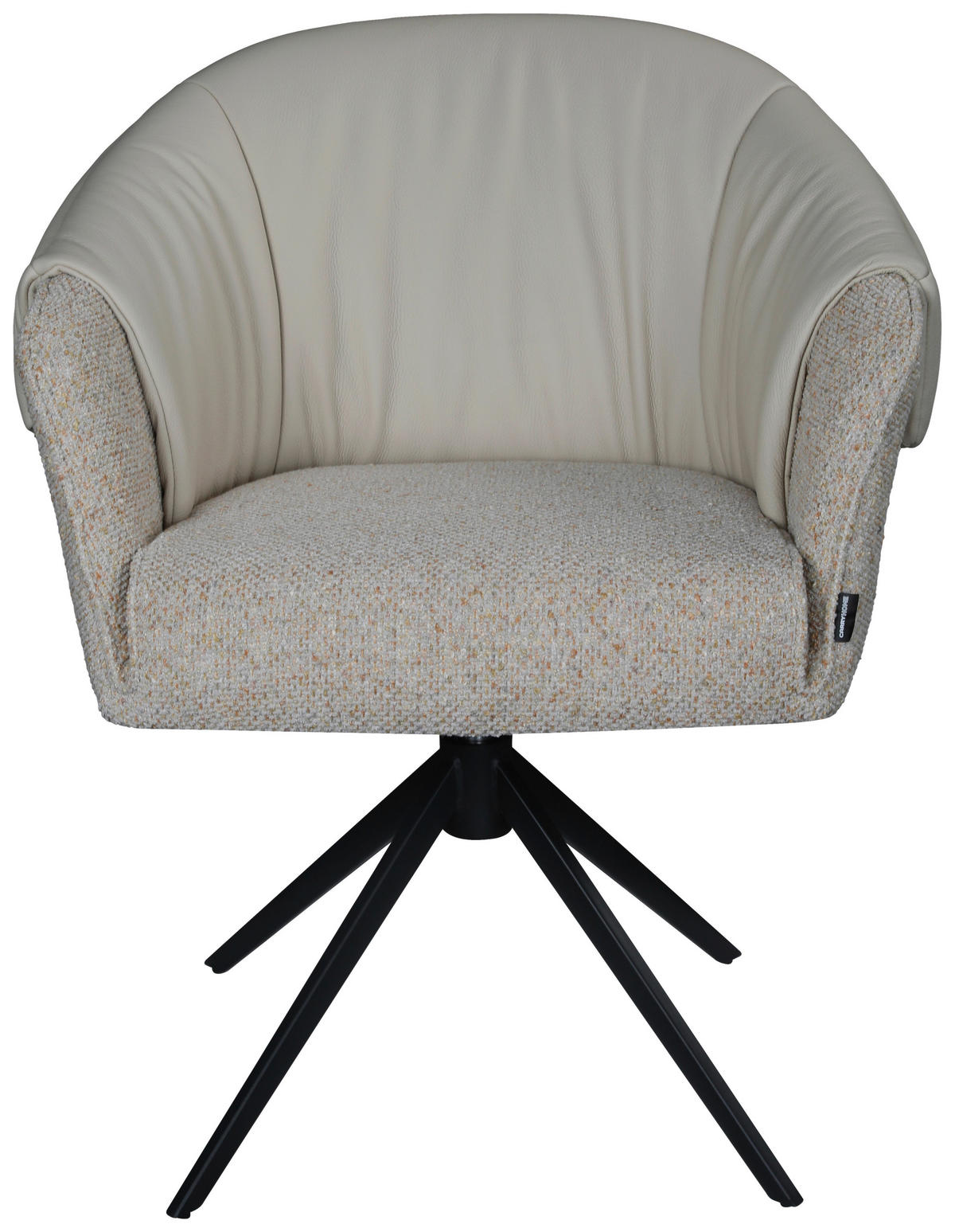 ARMLEHNSTUHL  Sitzfläche 360° drehbar, automatische Rückholfunktion Leinenoptik Echtleder  Beige, Creme, Schwarz  - Beige/Creme, Design, Leder/Textil (68,5/83/65,5cm) - Carryhome