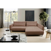 ECKSOFA in Bouclé Braun  - Creme/Schwarz, Design, Textil/Metall (273/204cm) - MID.YOU