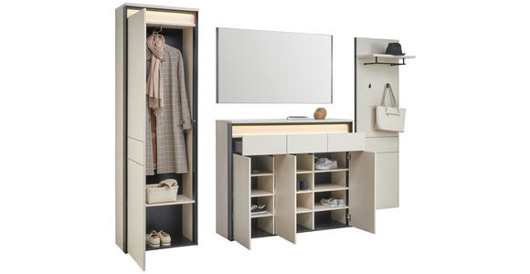 SCHUHSCHRANK  in 130/106/38 cm  - Kaschmir/Schwarz, KONVENTIONELL, Holzwerkstoff (130/106/38cm) - Voleo