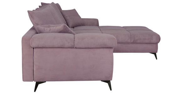 ECKSOFA Lila Cord Rückenkissen, Armlehnenkissen, Rücken echt  - Lila/Schwarz, KONVENTIONELL, Textil/Metall (332/231cm) - Carryhome