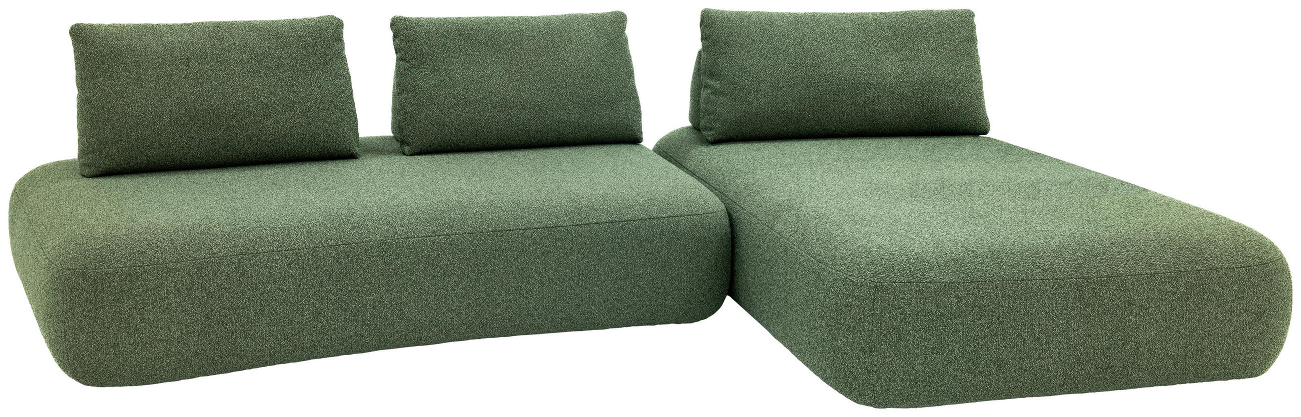 ECKSOFA Chilliano Grün Bouclé Rückenkissen, Rücken echt  - Schwarz/Grün, Design, Kunststoff/Textil (325/200cm) - Chilliano