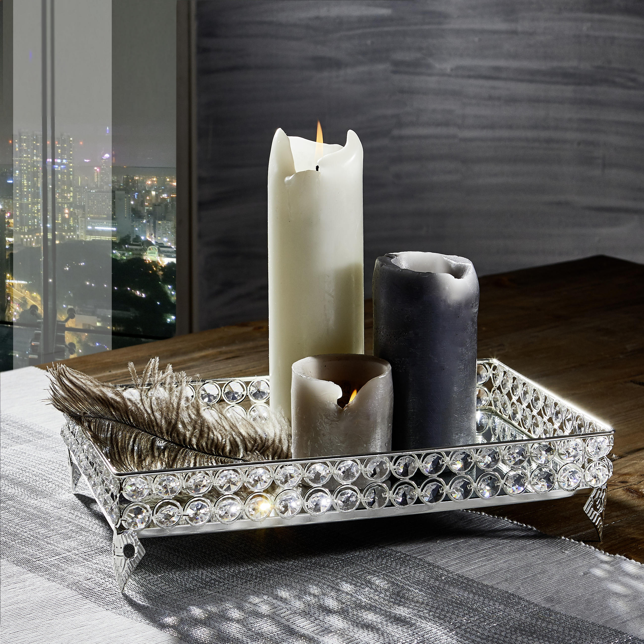 TABLETT Metall, Glas  - Silberfarben, Basics, Glas/Metall (35/24/8,5cm) - Ambia Home