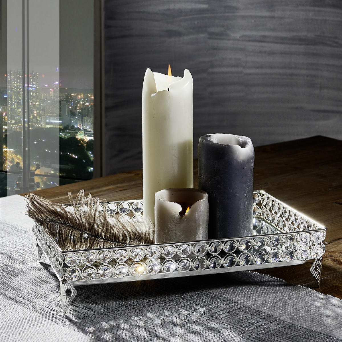 TABLETT Metall, Glas  - Silberfarben, Basics, Glas/Metall (35/24/8,5cm) - Ambia Home
