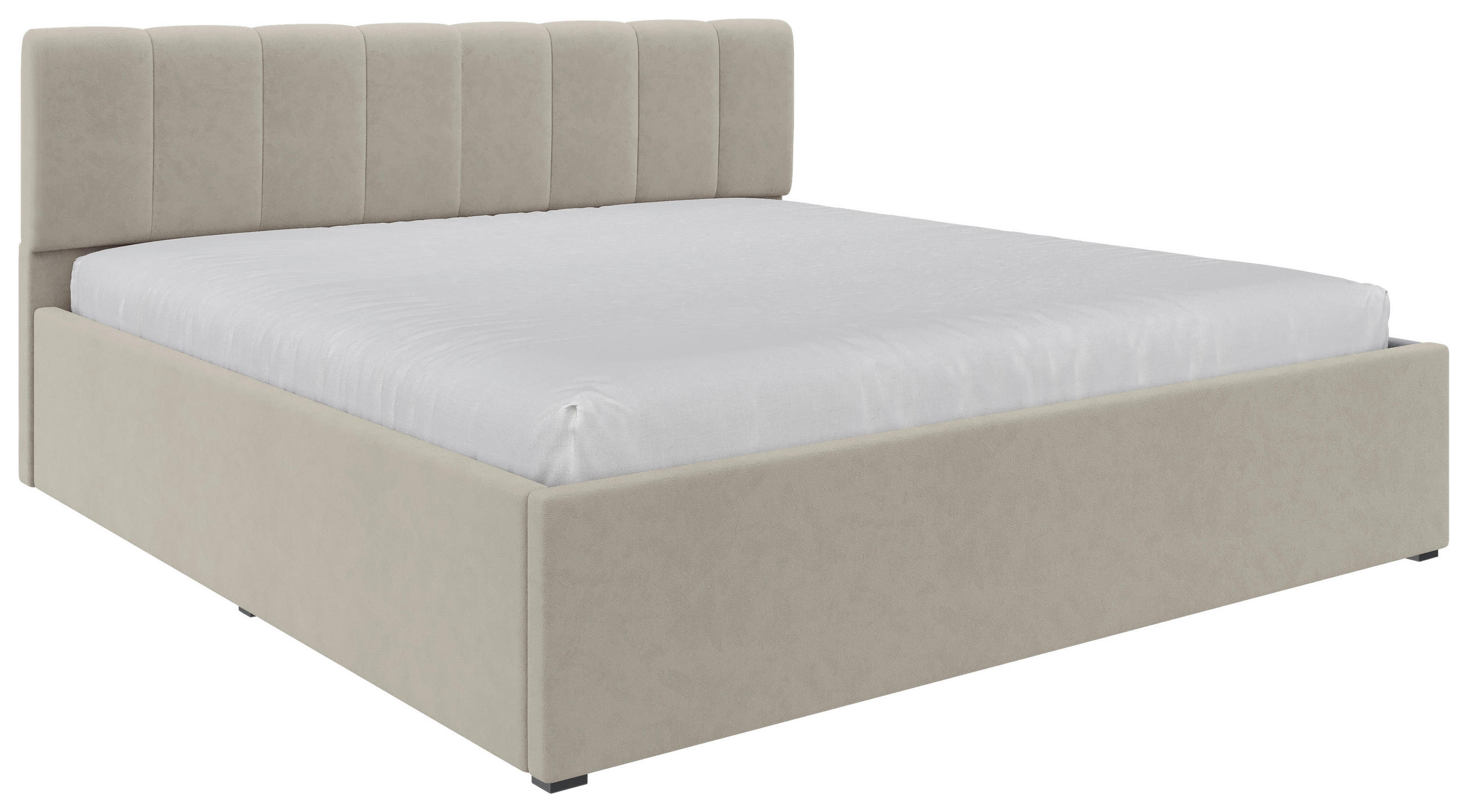 POLSTERBETT 180/200 cm,  in Beige, Lattenrost, Bettkasten,  - Beige/Schwarz, Design, Holz/Kunststoff (180/200cm) - Stylife