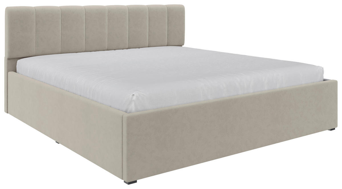 POLSTERBETT Lattenrost, Bettkasten Beige 180/200 cm  - Beige/Schwarz, Design, Holz/Kunststoff (180/200cm) - Stylife