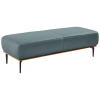 HOCKER in Holz, Leder Blau  - Blau/Bronzefarben, Design, Leder/Holz (151/44/61cm) - Valnatura