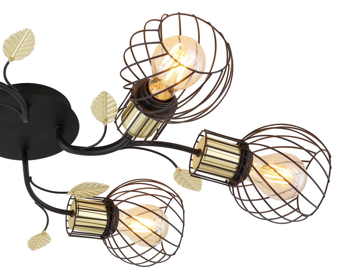 MENNYEZETI LÁMPA - fekete/sárgarézszínű, Basics, fém (71/54/16,5cm) - Globo