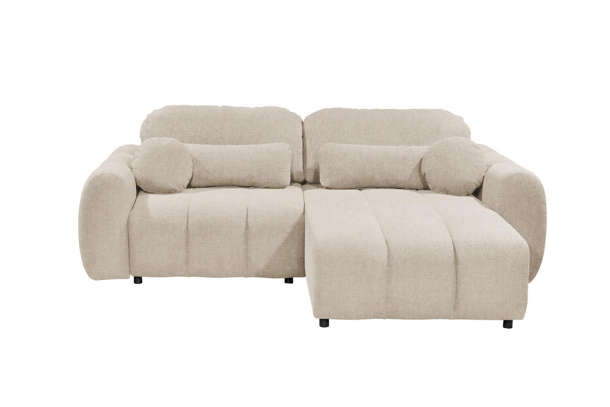 ECKSOFA Webstoff Perlmutt  - Perlmutt/Schwarz, Design, Kunststoff/Textil (260/192cm) - MID.YOU