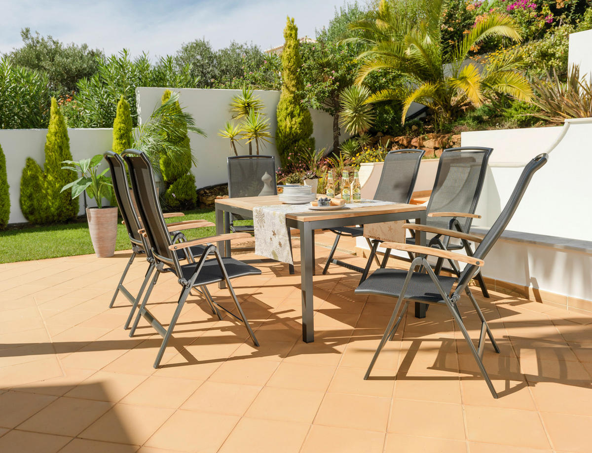 STOL VRTNI  antracit, prirodne boje  drvo, metal      - prirodne boje/antracit, Basics, drvo/metal (150-210/90/74cm) - Ambia Garden