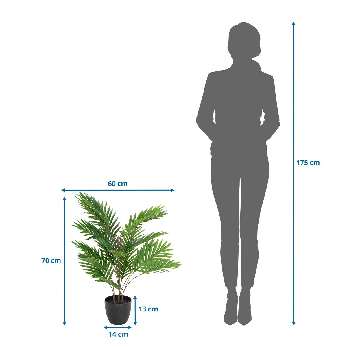 KUNSTPFLANZE Palme  - Schwarz/Braun, Basics, Kunststoff/Textil (60/70/60cm) - MID.YOU
