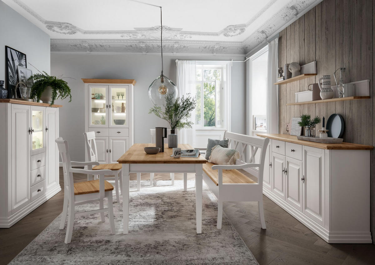 HIGHBOARD WZ-0622  in 157/134/45 cm  - Weiß, Design, Glas/Holz (157/134/45cm) - Livetastic