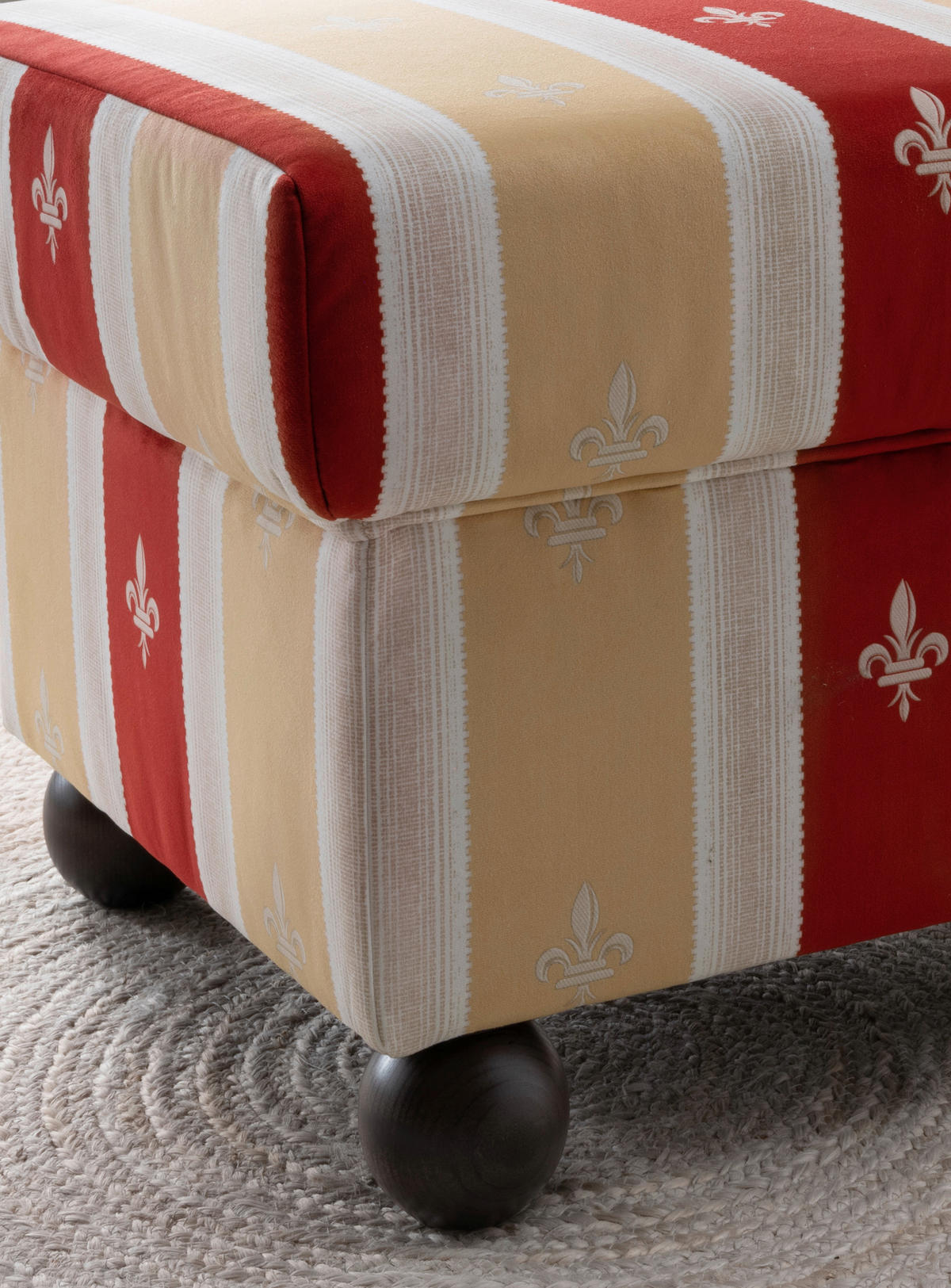 HOCKER in Textil Rot  - Wengefarben/Rot, KONVENTIONELL, Holz/Textil (56/46/56cm) - Livetastic