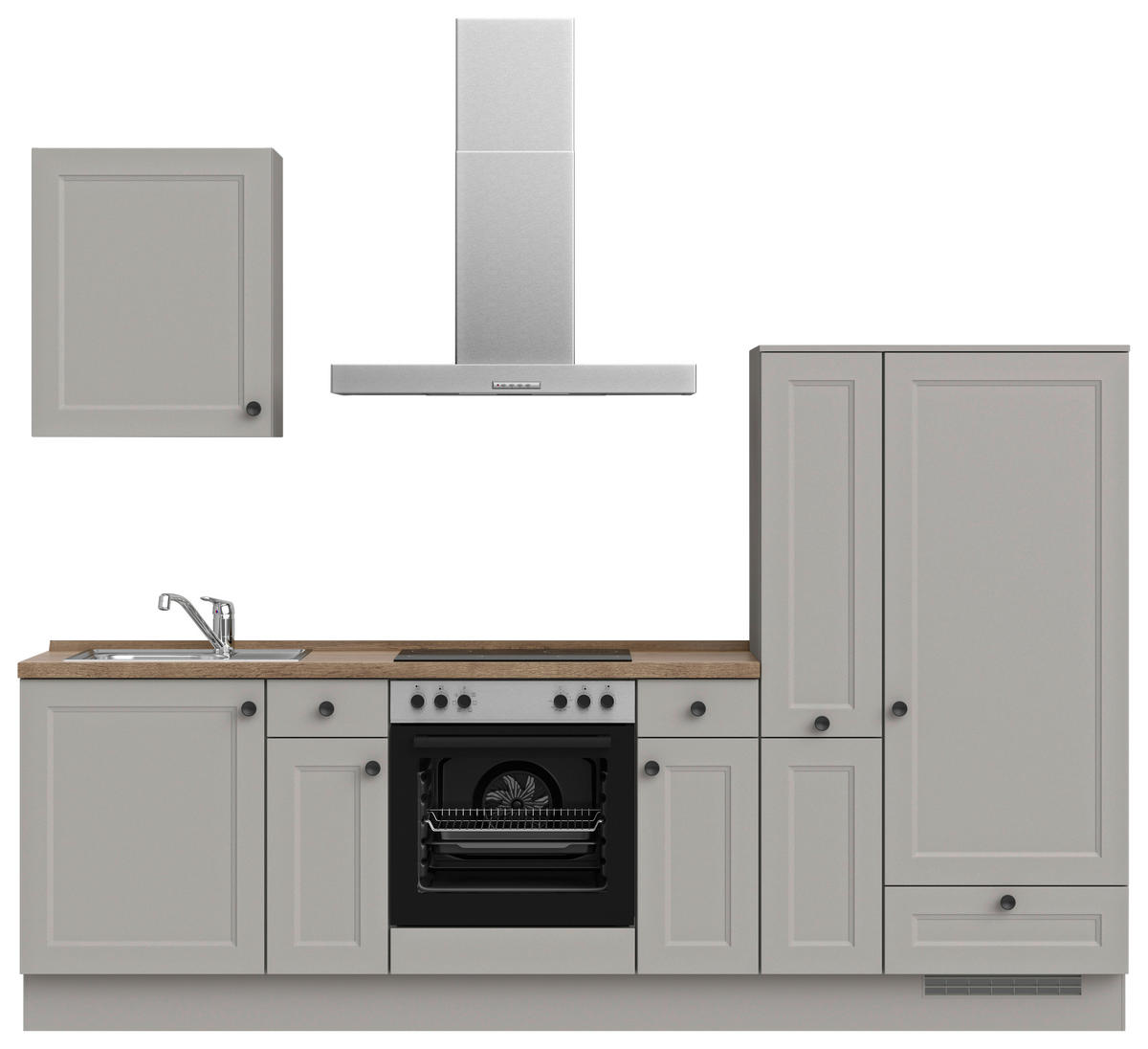 KÜCHENLEERBLOCK 270 cm   in Grau, Eiche dunkel  - Eiche dunkel/Schwarz, MODERN, Holzwerkstoff/Metall (270cm) - Nobilia